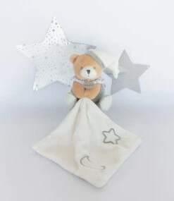 Baby'Nat - Les Luminescents - Doudou Mouchoir Ours Blanc Gris -Jouets En Peluche Boutique 20200925095549f93f86b1xx
