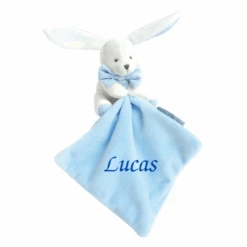 Doudou Et Compagnie - Lapin Bleu Mouchoir Blanc