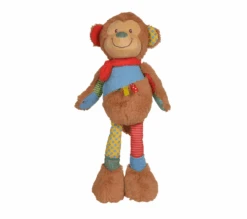 Nicotoy Long Legs Patchwork Peluche Singe Marron Bleu Rouge 40 Cm -Jouets En Peluche Boutique 41window
