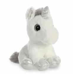 Aurora Conte Féerique Peluche Sparkle La Licorne Argent Blanc 18 Cm