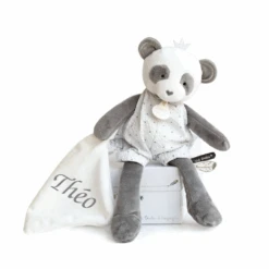 Doudou Et Compagnie - Attrape-rêve Panda Doudou Mouchoir Gris Blanc étoile