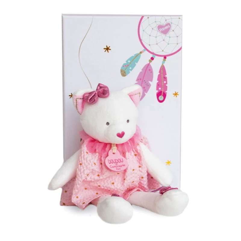 Doudou Et Compagnie - Attrape-rêve Peluche Chat Rose Blanc 20 Cm 3 Doudou Et Compagnie - Attrape-rêve Peluche Chat Rose Blanc 20 Cm
