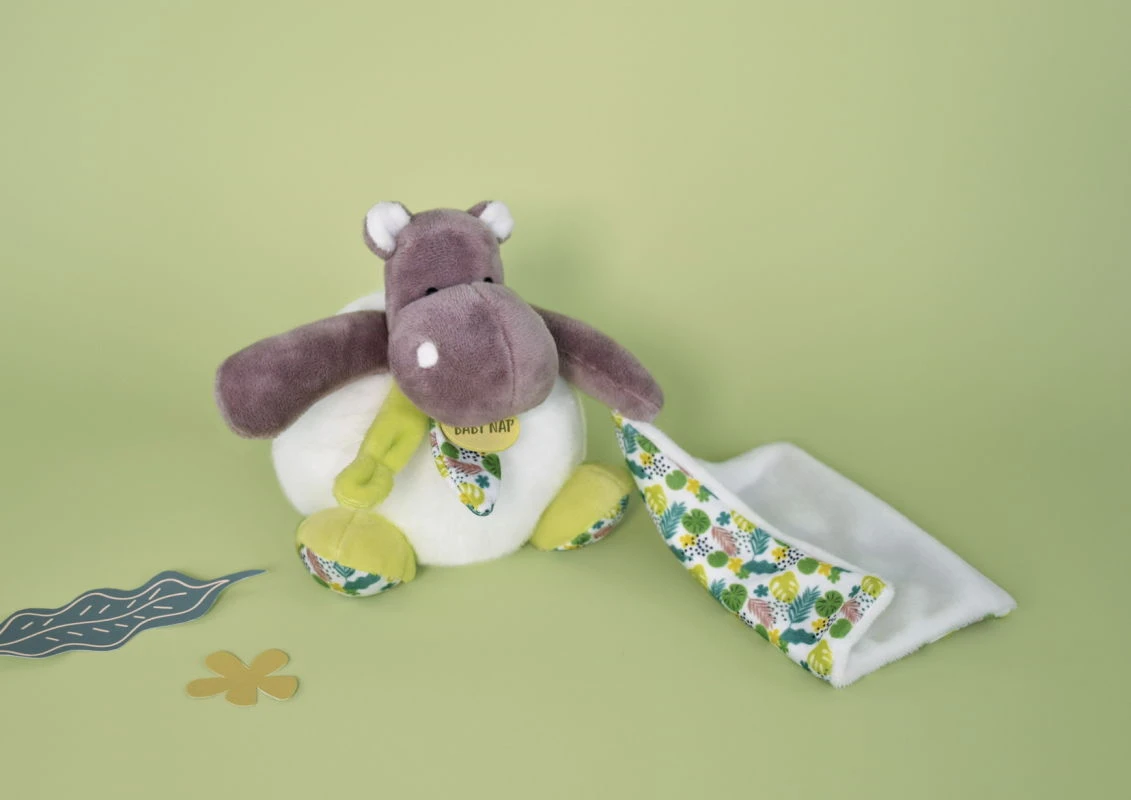 Baby'Nat - Bazile L'hippo - Peluche Avec Doudou Rose Blanc Liberty 18 Cm 4 Baby'Nat - Bazile L'hippo - Peluche Avec Doudou Rose Blanc Liberty 18 Cm – Image 2