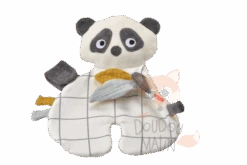 Kikadu Doudou Bio Attache Sucette Panda Blanc Gris Jaune
