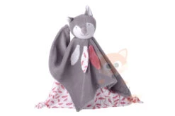 Kikadu Doudou Lange Bio Renard Gris Blanc Rose Plume