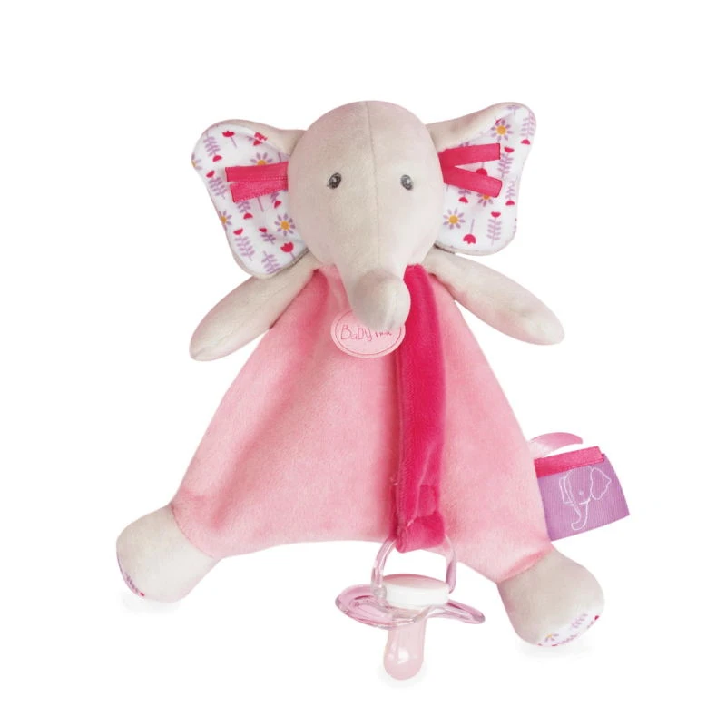 Baby'Nat - Edgar Et Eglantine - Doudou Attache-sucette éléphant Rose 20 Cm 4 Baby'Nat - Edgar Et Eglantine - Doudou Attache-sucette éléphant Rose 20 Cm – Image 2