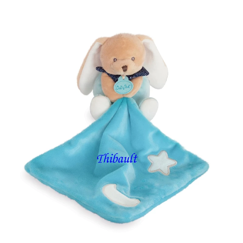 Baby'Nat - Les Luminescents - Doudou Mouchoir Lapin Bleu 3 Baby'Nat - Les Luminescents - Doudou Mouchoir Lapin Bleu