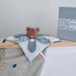 Doudou Et Compagnie - Boh'Aime - Doudou Plat Pétale Ours Marron Bleu Blanc 27 Cm