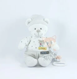 Mots D'enfants Boîte à Musique Ours Blanc Gris étoile