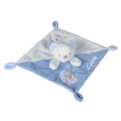 Nicotoy - Bonne Nuit - Doudou Plat Ours Bleu 25 Cm