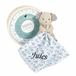 Doudou Et Compagnie - Botanic - Peluche Avec Doudou BIO Chien Bleu 15 Cm