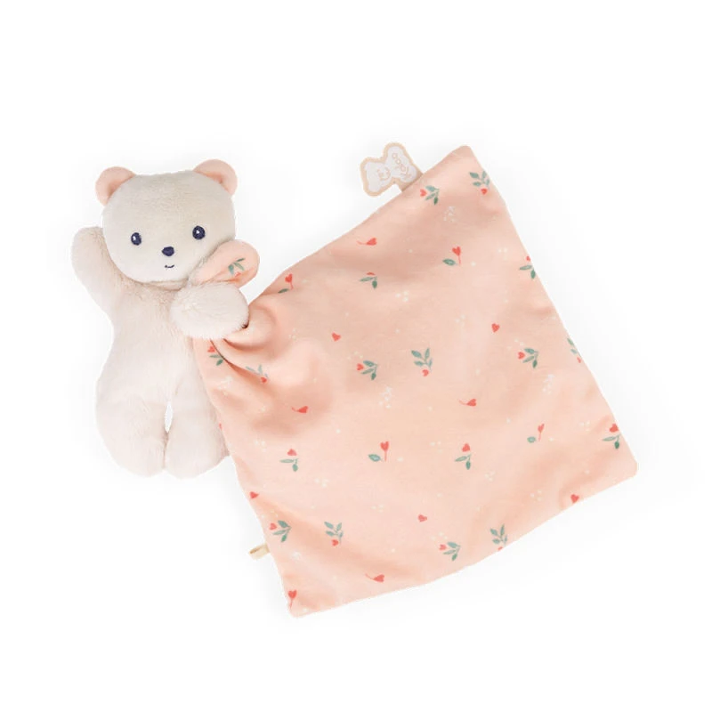 Kaloo - Carré Douceur - Doudou Ours Rose Feuilles D'amour 17 Cm 5 Kaloo - Carré Douceur - Doudou Ours Rose Feuilles D'amour 17 Cm – Image 3
