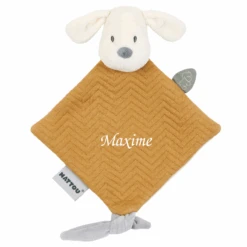 Nattou - Charlie Le Chien - Mini Doudou Plat Marron Caramel Jacquard 20 Cm