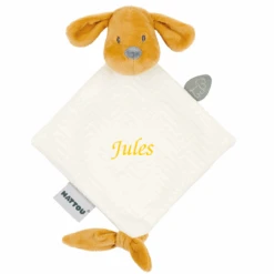 Nattou - Charlie Le Chien - Mini Doudou Plat Vanille Jaune Jacquard 20 Cm