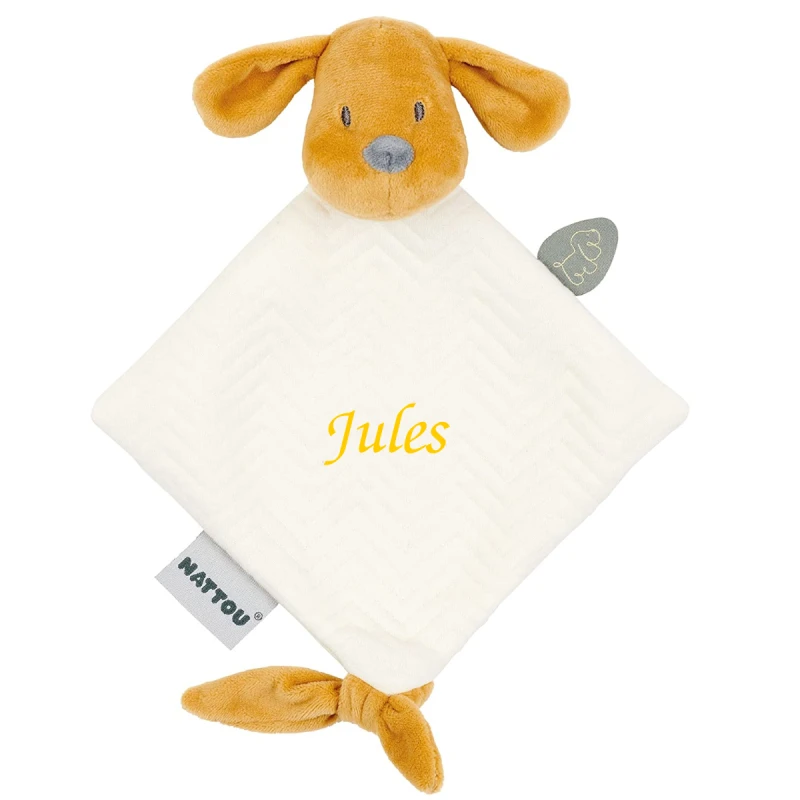 Nattou - Charlie Le Chien - Mini Doudou Plat Vanille Jaune Jacquard 20 Cm 3 Nattou - Charlie Le Chien - Mini Doudou Plat Vanille Jaune Jacquard 20 Cm