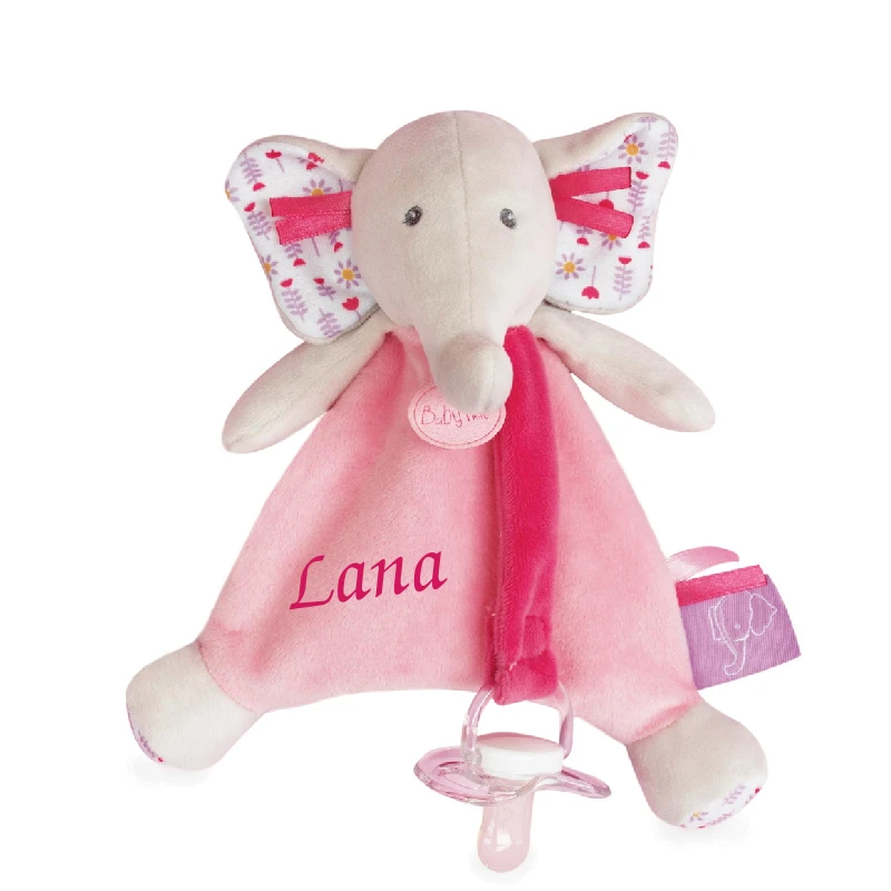 Baby'Nat - Edgar Et Eglantine - Doudou Attache-sucette éléphant Rose 20 Cm 3 Baby'Nat - Edgar Et Eglantine - Doudou Attache-sucette éléphant Rose 20 Cm