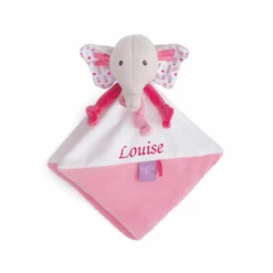 Baby'Nat - Edgar Et Eglantine - Doudou Plat éléphant Rose 25 Cm