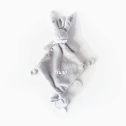 Dimpel - Ella Le Lapin - Doudou Attache-sucette Gris 25 Cm