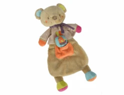 Nicotoy Gary L'ours Doudou Beige Orange Violet Poche Oiseau