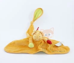 Lilliputiens Doudou Girafe Oiseau Orange Vert Réversible