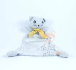 H&M H & M Doudou Plat Chat Gris Jaune Blanc Rayé
