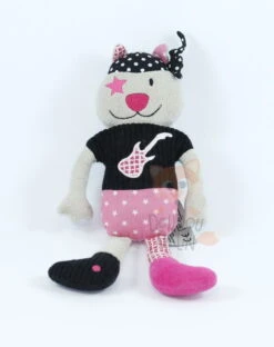 Influx Doudou Chat Pirate Rose Noir Guitare étoile