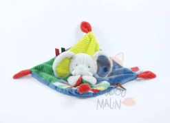Influx Doudou Plat éléphant Bleu Vert Rouge