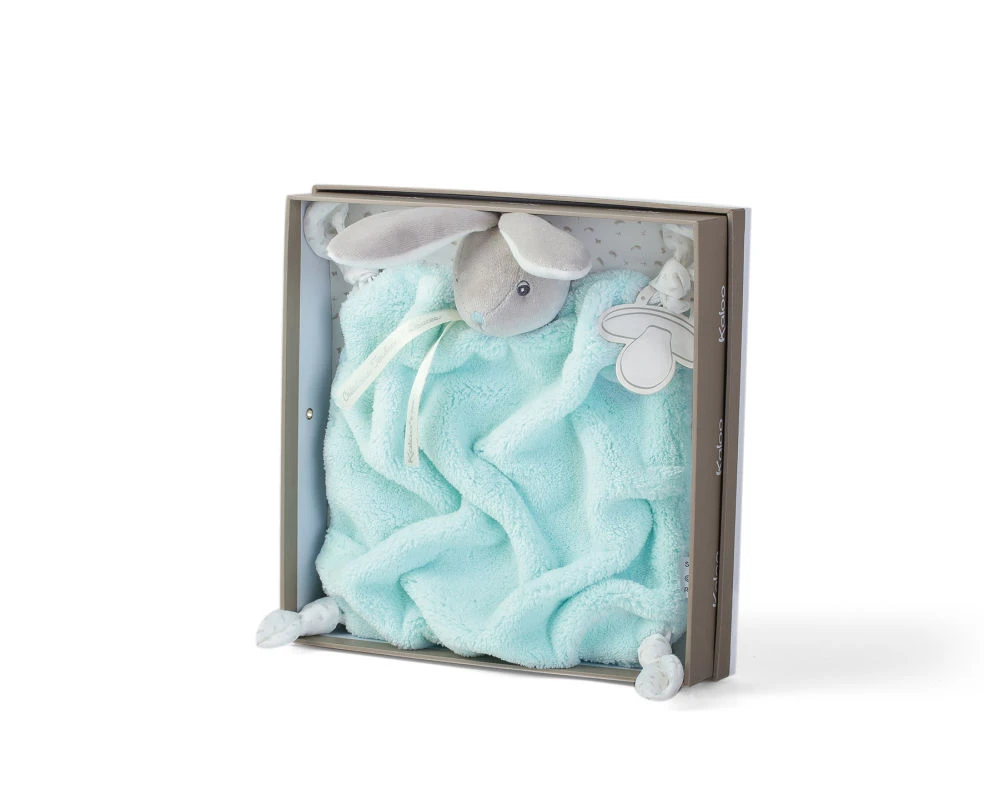 Kaloo - Plume - Doudou Plat Lapin Bleu Ciel Aqua Gris 4 Kaloo - Plume - Doudou Plat Lapin Bleu Ciel Aqua Gris – Image 2