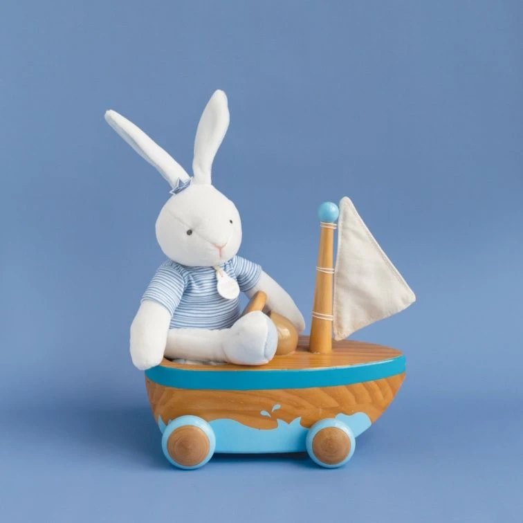 Doudou Et Compagnie - Lapin Matelot Bleu - Peluche Blanc Bleu 25 Cm 5 Doudou Et Compagnie - Lapin Matelot Bleu - Peluche Blanc Bleu 25 Cm – Image 3