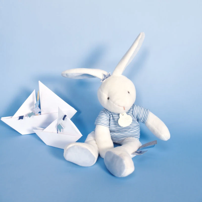 Doudou Et Compagnie - Lapin Matelot Bleu - Peluche Blanc Bleu 25 Cm 3 Doudou Et Compagnie - Lapin Matelot Bleu - Peluche Blanc Bleu 25 Cm