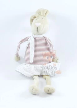 Bout'chou Doudou Lapin Rose Rose Blanc