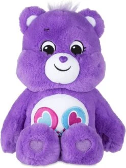 Les Bisounours - Peluche Ours Tougentille Violet Coeur 30 Cm