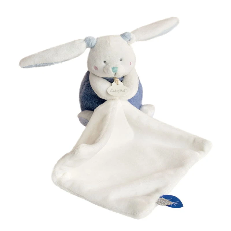 Baby'Nat - Les Layettes - Doudou Mouchoir Lapin Blanc Bleu 30 Cm 3 Baby'Nat - Les Layettes - Doudou Mouchoir Lapin Blanc Bleu 30 Cm