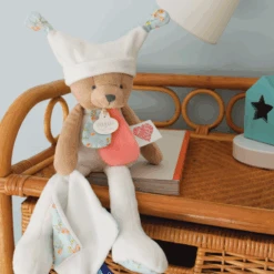 Doudou Et Compagnie - Les Petits Fûtés - Ours Pantin à Histoire Blanc 35 Cm