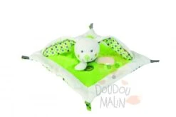 Nicotoy Collection Little Hug Doudou Plat Lapin Vert Blanc Oiseau