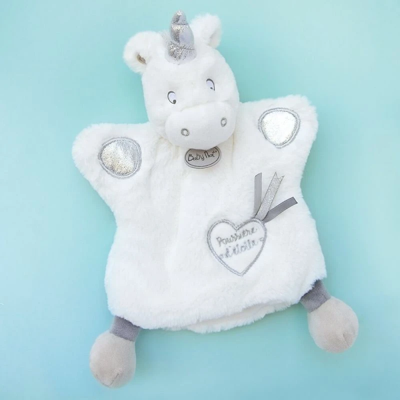 Baby'Nat - Poussière D'étoiles - Marionnette Licorne Gris Blanc 25 Cm 3 Baby'Nat - Poussière D'étoiles - Marionnette Licorne Gris Blanc 25 Cm