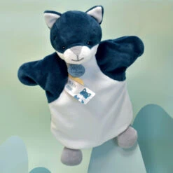 Doudou Et Compagnie - Marionnette Loup Bleu Blanc 25 Cm