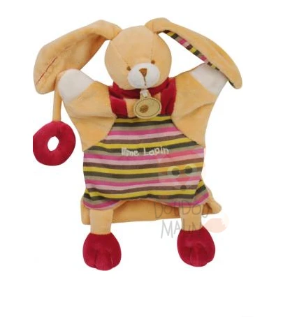Baby'Nat Doudou Marionnette Mme Lapin Beige Rouge Vert 3 Baby'Nat Doudou Marionnette Mme Lapin Beige Rouge Vert