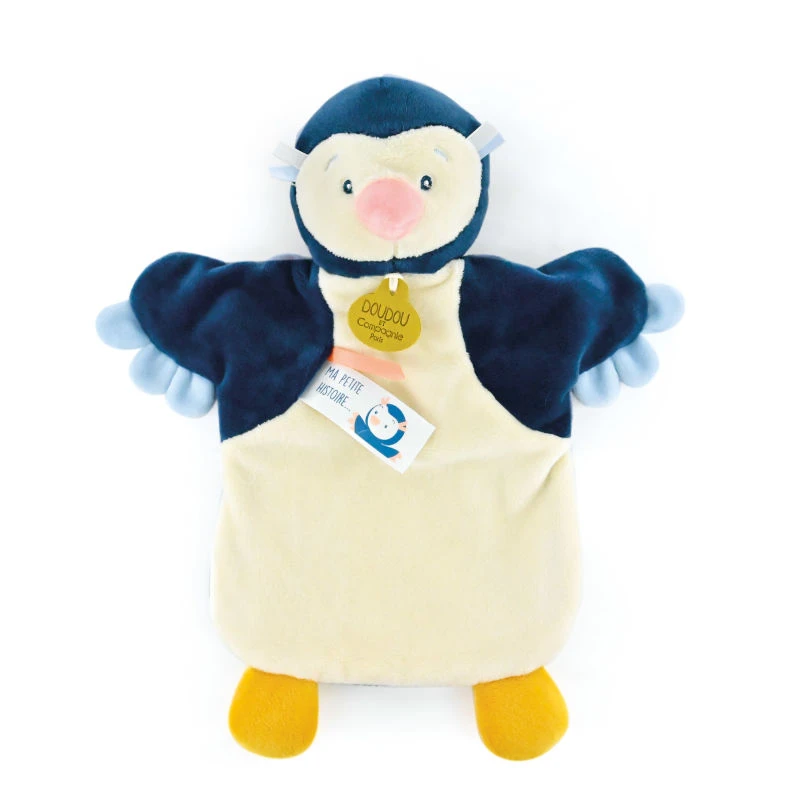 Doudou Et Compagnie - Marionnette Pingouin Bleu Jaune 25 Cm 4 Doudou Et Compagnie - Marionnette Pingouin Bleu Jaune 25 Cm – Image 2