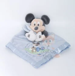 Disney - Mickey La Souris - Maxi Doudou Plat Carré Bleu 40 Cm