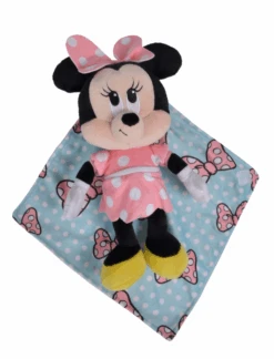 Disney Minnie La Souris Peluche Couverture Rose Bleu Noeud