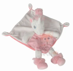 Tex Mon Ami Magique Doudou Plat Licorne Rose Blanc Coeur étoile