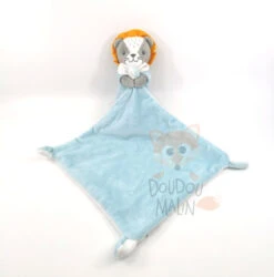 Mots D'Enfants Doudou Mouchoir Lion Bleu 30 Cm
