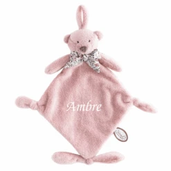 Dimpel - Noann L'ours - Doudou Avec Attache-sucette Rose 25 Cm