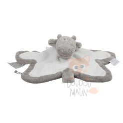 Noukie's Poudre D'étoiles Doudou Plat Vache Tidou Lola Gris Clair Blanc