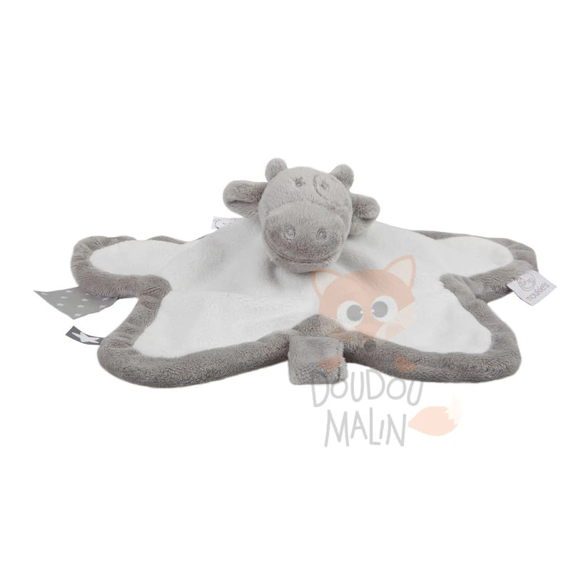Noukie's Poudre D'étoiles Doudou Plat Vache Tidou Lola Gris Clair Blanc 3 Noukie's Poudre D'étoiles Doudou Plat Vache Tidou Lola Gris Clair Blanc
