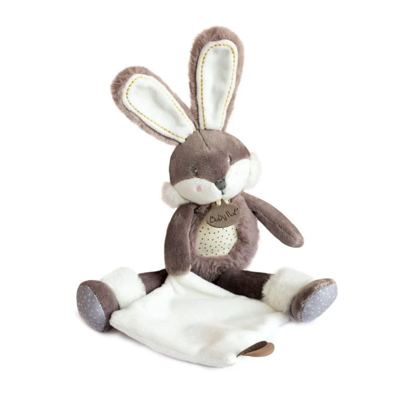 Baby'Nat - Papuche Le Lapin Doudou Mouchoir Marron Blanc 30 Cm 4 Baby'Nat - Papuche Le Lapin Doudou Mouchoir Marron Blanc 30 Cm – Image 2