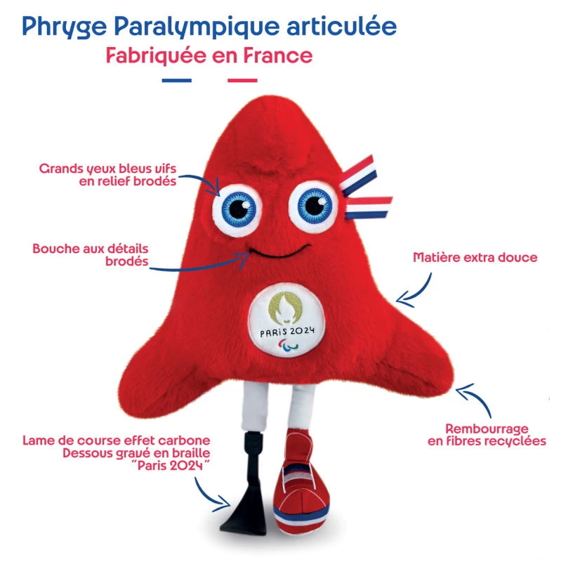 Doudou Et Compagnie - Peluche Articulée Mascotte Para Les Phryges Made In France JO Paris 2024 - 28 Cm 5 Doudou Et Compagnie - Peluche Articulée Mascotte Para Les Phryges Made In France JO Paris 2024 - 28 Cm – Image 3