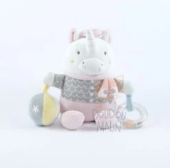 Mots D'enfants Peluche D'éveil Licorne Rose Gris
