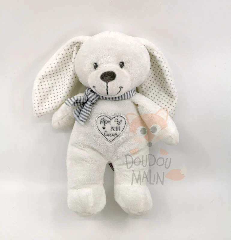 Pommette - Peluche Lapin Blanc Mon Petit Coeur 30 Cm 3 Pommette - Peluche Lapin Blanc Mon Petit Coeur 30 Cm
